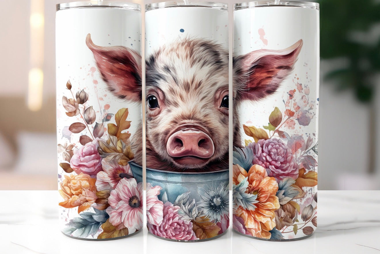Piglet Floral Tumbler